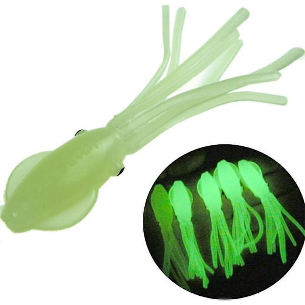 Selvlysende Myke Sluker - 7,5 cm - 4 g - Fiske Sluker i Plast - Bleksprutformede Saltvannssluker - Myke - 15 stk per pakke.