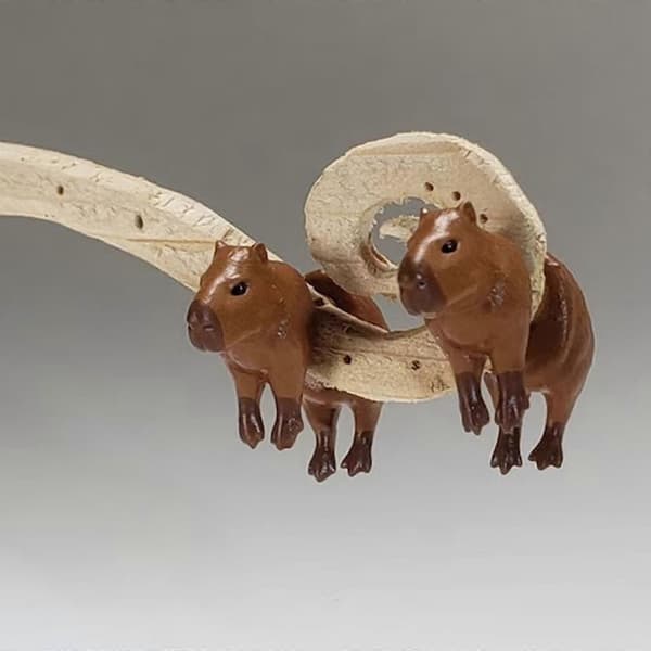 Håndmalede Capybara-øreringe 3D-printet 1 par Capybara-øreringe som gave til Capybara-entusiaster