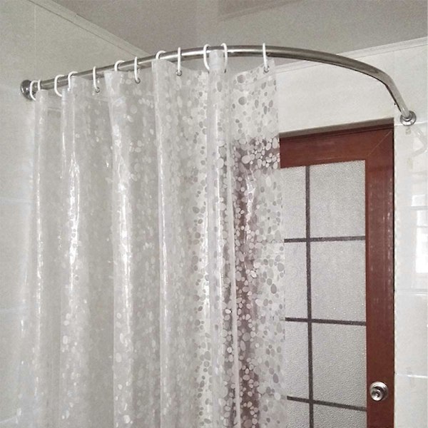 Bruseforhæng til badeværelse, Transparent 3D-sten, vandvaskbar, meldugfri, med 12 plastikøjer og kroge, til brusebad eller badekar i hjemmet (180 x 180 cm)