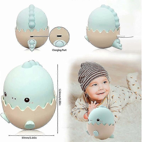 Bærbar Nattlampe for Barn LED Nattlampe med 3 Justerbare Moduser Flerfarget Silikon Sengelampe, USB Oppladbar Egg Nattlampe, Blå