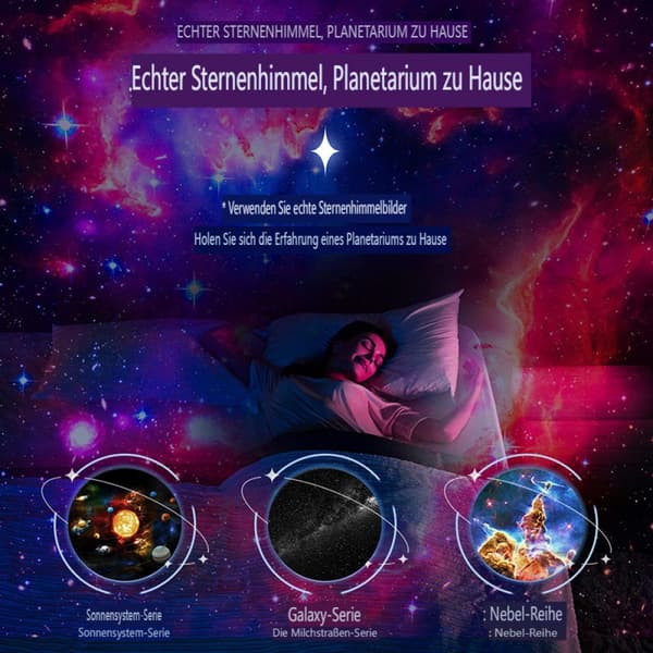 Stjernehimmelprojektor, Projektorlampe, 13 Planetdisker for Fest