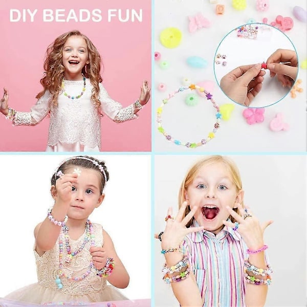 1Kids DIY Perlesæt DIY Armbåndsperler Sæt Børnesmykker Fremstilling DIY Armbånd Halskæder Børn til Fremstilling af Armbånd Halskæder Håndværk