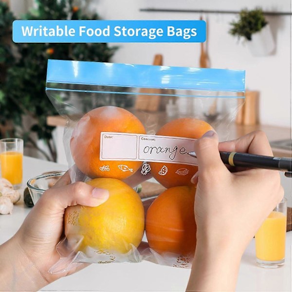 Ziplock-påsar, 3 storlekar återanvändbara fryspåsar, matförvaringspåsar för snacks, frukt, kött, grönsaker, spannmål (70 st.)