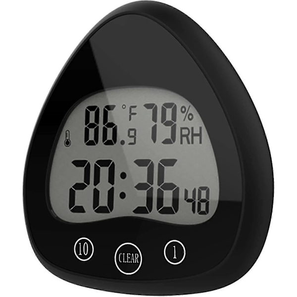 Shxx Digitalt Badeværelse Brusebad Køkken Ur Timer med Alarm, Stænktæt, Visuel Nedtællingstimer, Tidsstyringsværktøj, Indendørs Temperatur