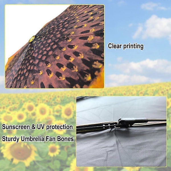 32\" Vindtätt Reseparaply med Glasfiberribbor - UPF 50+ Tak för Regn- och UV-skydd