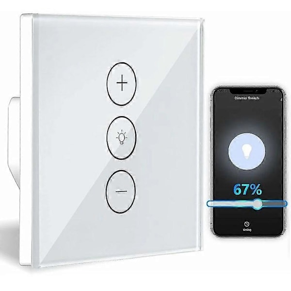 Dimmer, Procentfunktion WiFi Ljusdimmer med Timerfunktion, WLAN Röststyrning Infälld Ljusdimmer