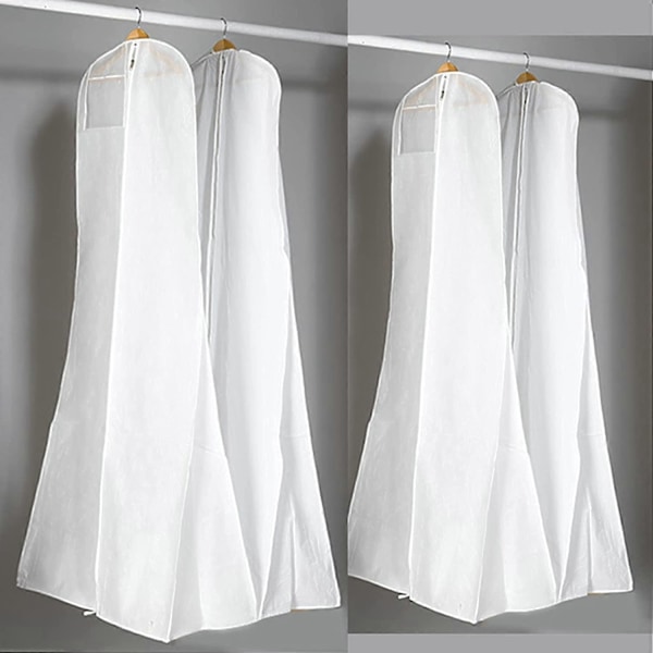 Hvit Brudekjole Cover 72\" Pustende Støvtett Klesposer Klespose for Dansekostymer Aftenkjole Kåper 180 x 80 x 22cm