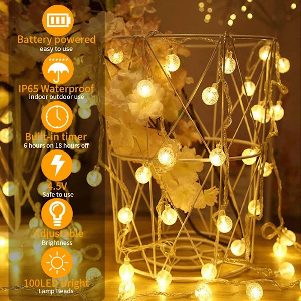Utomhus ljusslinga med USB-kontakt, 12m, 100 LED-globljusslinga