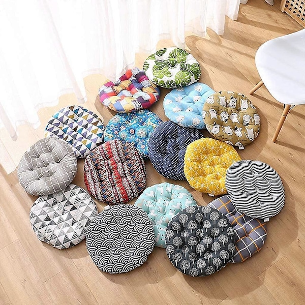 Stolsdynsset om 4 Stolsdynor för Uteplats, 40X40cm Hem, Bil, Soffa, Kontor, Tatami Dekoration, (RoundC)