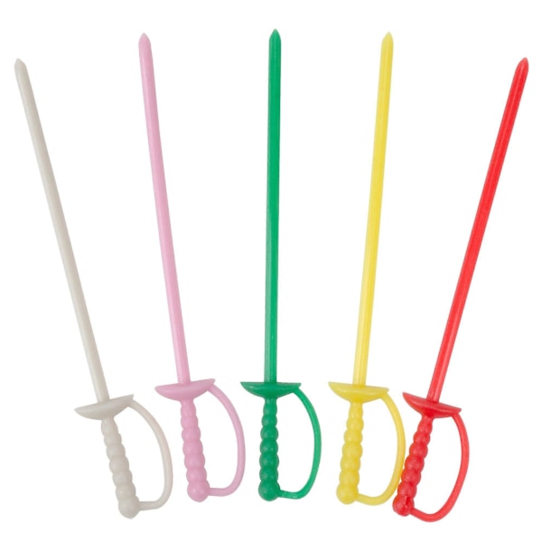 1000-pack Plastsvärd Färgade Matpinnar för Festdekorationer 8,25 cm
