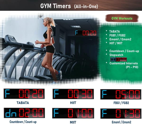 LED Gym Timer Stopur med fjernbetjening, Tælle Ned/Op Ur Timer, Interval Timer