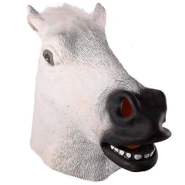 (Hvid) Heste Maske Udklædning Hestehoved Latex Masker Til Voksne Maskerade MXBC