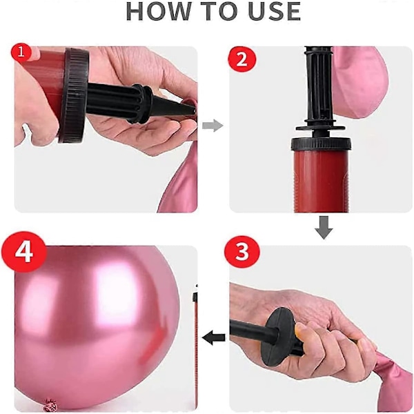 2 stk. ballongpumpe, manuell ballongpumpe, oppblåsbar ballongpumpe, gjenbrukbar ballongluftpumpe, for ballongfester, bursdag, bryllupsseremoni, bryllup