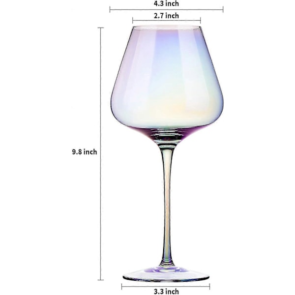 2-pack Iriserande Kristallglas - 68 cl Stjälkglas för Provning