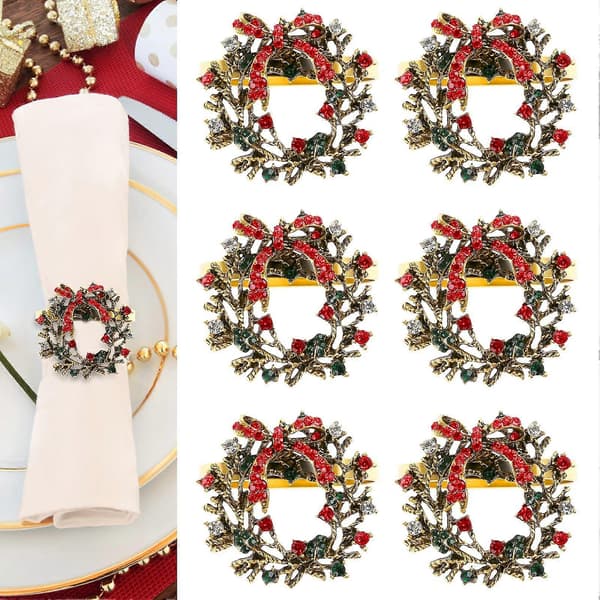 Serviettringer krans serviettspenne Julekrans serviettholder vintage borddekorasjon Juledekorasjon