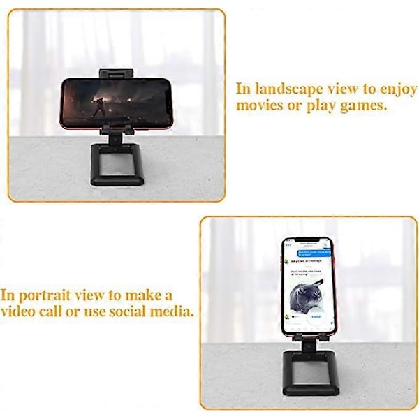 Sort Telefonholder, Bærbar Smartphoneholder Multi-Vinkel Justerbar Ultralet Universal Desktop Telefon Dock PC til iPhone 12, iPhone 11, Se, XR, P30 Li