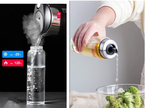 FARI Eddik- og oljeflaske, 2x500ml oljedispenser og olivenoljeflaske i glass