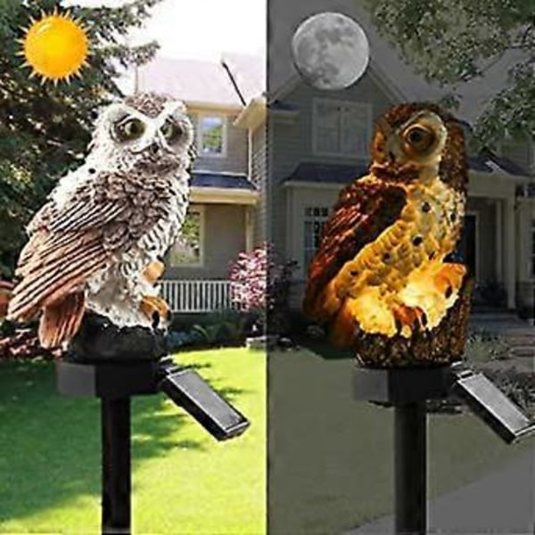 Pöllön muotoiset puutarhakoristeet ulkona aurinkoenergialla toimiva LED-puutarhapöllö nurmikkolamppu vedenpitävä aurinko LED-valot ulkokäyttöön pihapuutarha lam