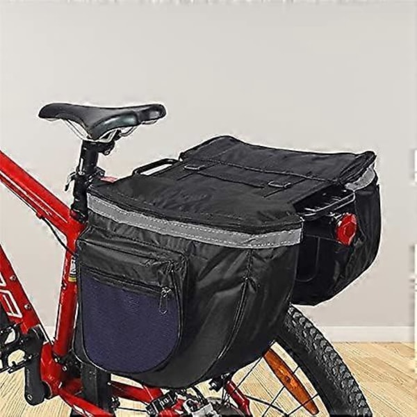Cykeltaske 25L Vandtæt Taske, Dobbelt Ryglæn, MTB Bagagebærer Taske, Cykel Bagtaske (Blå)