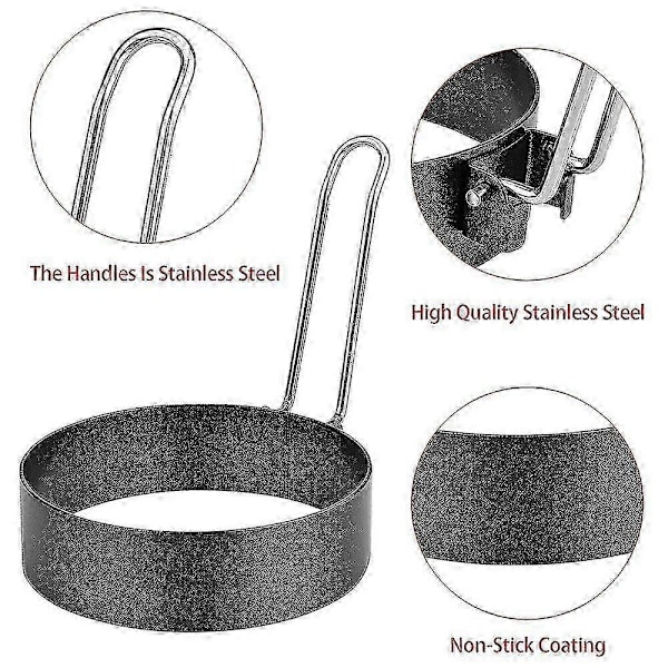 Eggringer i rustfritt stål, 6-pakning, non-stick stekform for perfekt runde egg