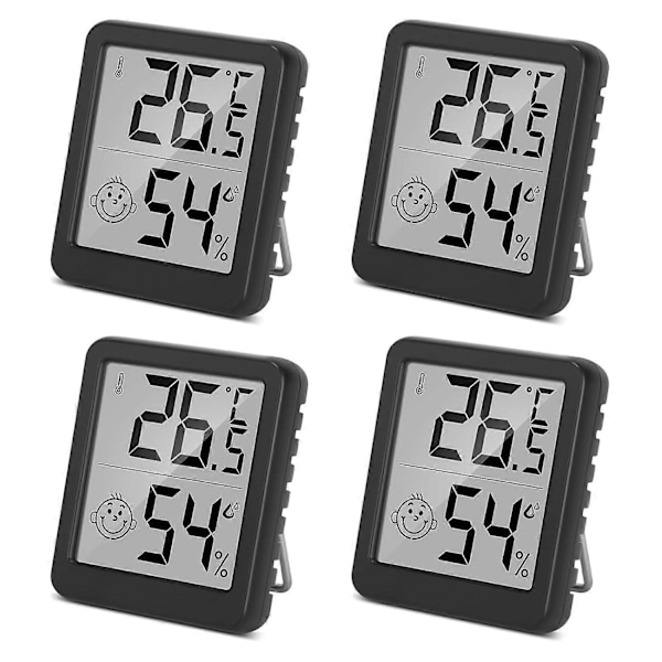 (Sort) 2 stk. 4,5x5,2x1,1cm, Mini LCD Termometer Hygrometer Indendørs Hjem Termometer Egnet til Børneværelser, Ældrerum osv.