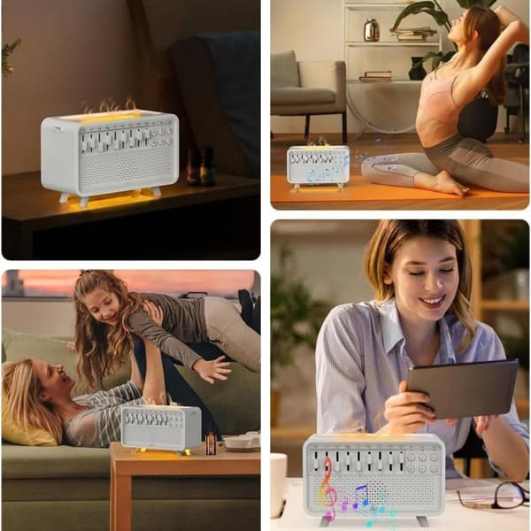 Hvit Støy Nattlys Diffuser Luftfukter, Trådløs Bluetooth-høyttaler, Hvit Støy Nattlys Luftfukter med Lydmaskin