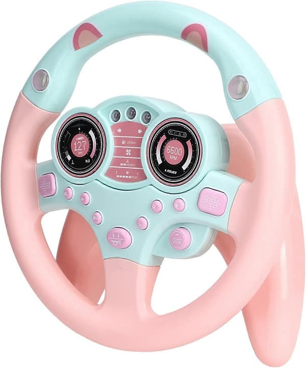 Bilratt för Barn, CO Simulerad Förare Rosa Simulation Pedagogisk Leksak Syntetisk Ratt - Rolig Present Körande Barn (Rosa) och Inter