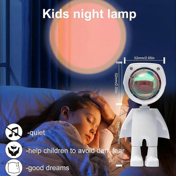 Astronaut LED Nattlys Projektor 7 Farger 360 Lampe, Ambient Belysning