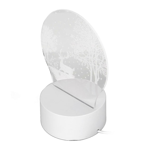 3D LED Nattlampe Base med Akryl USB Drevet LED Dekorativ Lysbase for Soverom Stue Dekorasjon Hjort i Snøen