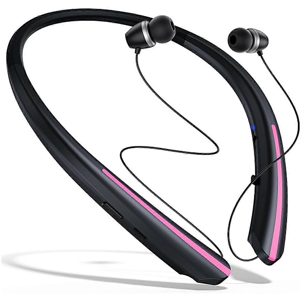 Nackbands trådlösa Bluetooth-hörlurar, infällbara öronproppar