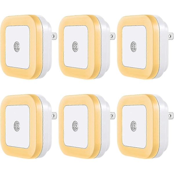 WABJTAM LED Nattlampe Plug-in [6 Pakning] Smart Skumring til Daggry Sensor, Automatiske Nattlamper, Egnet for Soverom, Bad, Toalett, Trapper, Kjøkken, H