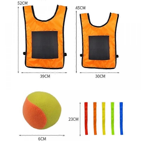 Barn Dodgeball Väst För Utomhuslekar Mellan Förälder och Barn Med 5 Bollar, Specifikation: Liten + 5 Svansar (Orange)