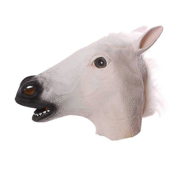 (Hvid) Heste Maske Udklædning Hestehoved Latex Masker Til Voksne Maskerade MXBC