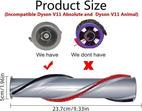 Børsterulle til Dyson V11, udskiftningsbørste til Dyson V11, børsterulle egnet til V11-trekantet motorhoved, (3-benet drev, 50 mm)
