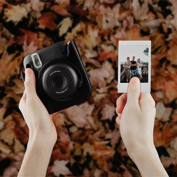 (Sort) Cover til Instax Mini 12, PU Læder Beskyttelsesetui Kompatibelt med Instax Mini Instant Kamera (Sort)