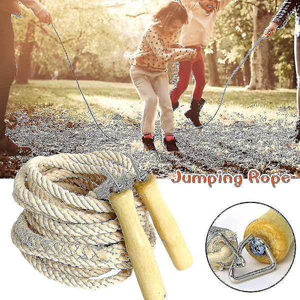 (3m)3 10m Långt Hopprep, Multiplayer Rephoppning, Långt Hopprep Med Trähandtag, Bästa Laget Grupp Double Dutch Hopprep
