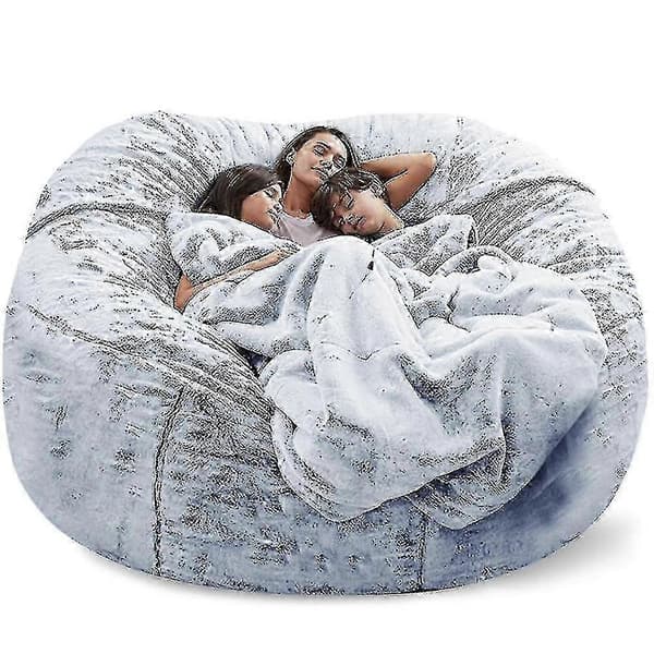(135 x 65cm-grå) Lazy Soffa Sittsäck Konstgjord Päls Sittsäck (endast sittsäckar)