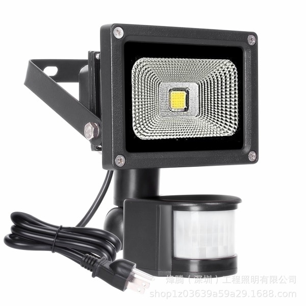 Rörelsedetektor LED Floodlight 60 LED Kraftfull LED Spotlight Eu1.5Meter10W 6500K