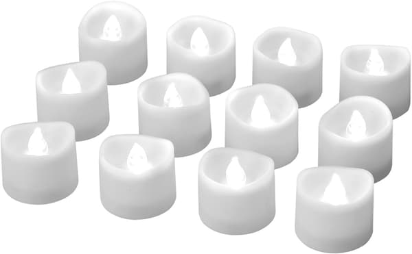 eLander LED telys flammeløst stearinlys med timer, 6 timer på og 18 timer av, 1,4 x 1,3 tommer, varmhvit, [12-pakning]