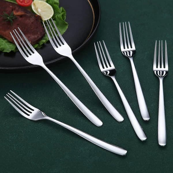6-pack middagsgafflar, rostfritt stål 21,5 cm, bordsgafflar, bestick gaffelset, silverbestick set, diskmaskinsäker.