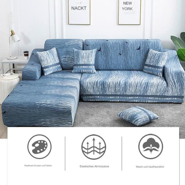 L-formet sofatrekk, elastisk sofatrekk, 1 sett