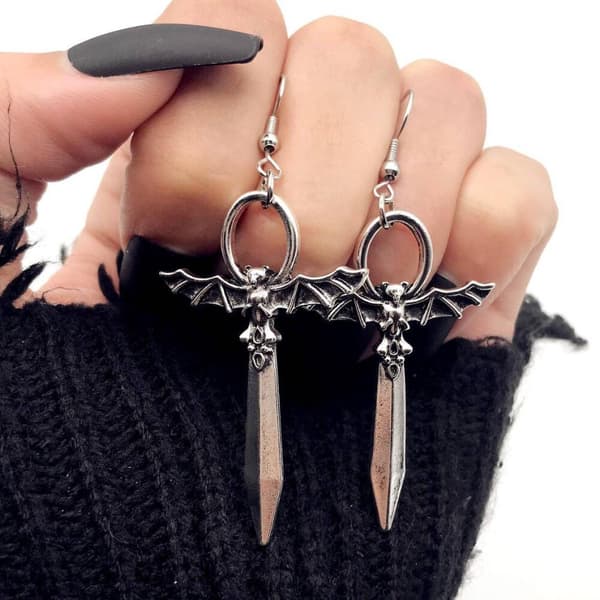 Punk Eardrop Bat Swords Vedhæng Øreringe Gotiske Flagermus Øreringe Halloween Gave