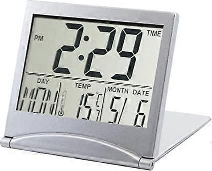Bordsklocka Silver Digital LCD Temperatur Alarm NY Kontorsklocka Dagklocka