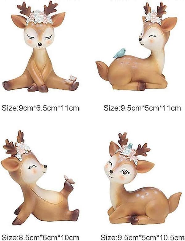 Rådyrfigur, Dekorative Ornamenter, 3D Miniature Bambi Rådyrfigur, Dyrefigurer