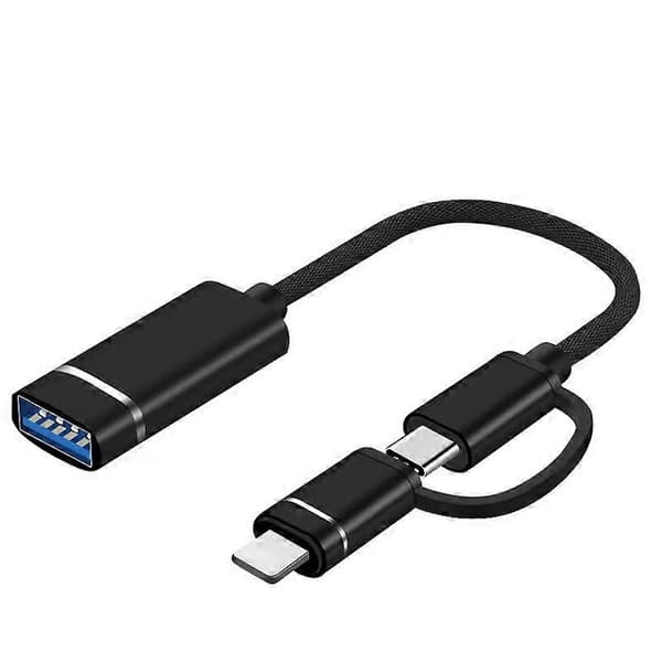 svart 2 i 1 OTG-kabel Lämplig för TYPEC-adapterkabel 2 i 1 Universell Multifunktionell Datakabel Guld