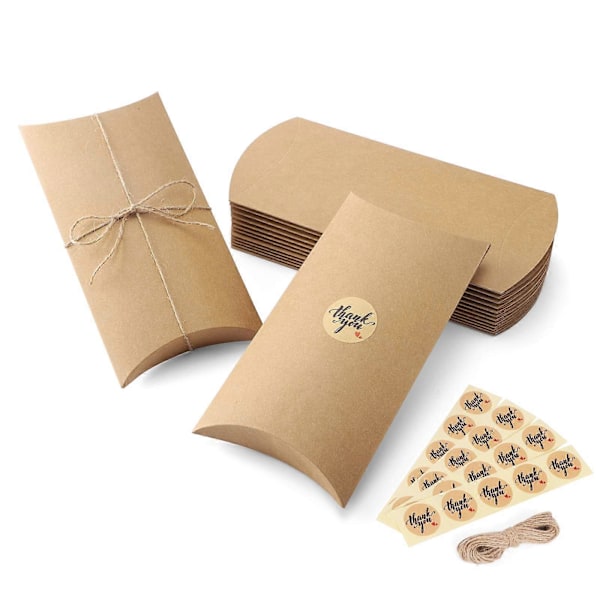 50-pak Kraft Gaveæsker - 16x9,4x2,5 cm Brun Papir Gaveæsker til Bryllupper
