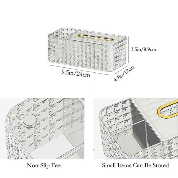 Tissueboks &amp; Skrivebord, Rektangulær Tissueboks, Eksklusiv Akryl Tissueboks for Fjernkontroll Briller, Multifunksjonell Tissueboks Oppbevaringsboks, 2