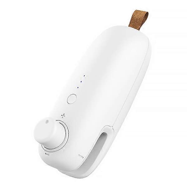 Mini Portabel Handtrycksförseglare USB Uppladdningsbar Mini Plastpåseförseglare för Hem Snacks Vit