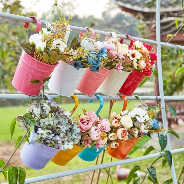 10 stycken Blomkruka i metall Balkong Hängkrukor wi