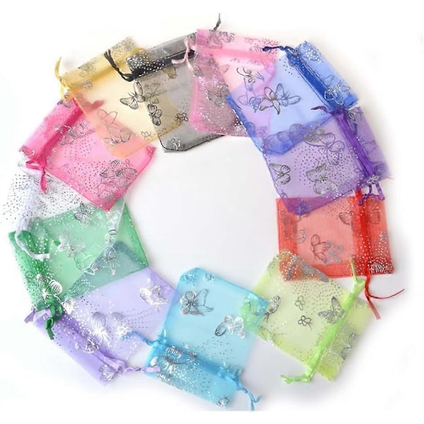 100 kpl Organza-lahjapusseja - 15x23 cm kiristysnyörillä varustettuja pusseja palveluksille